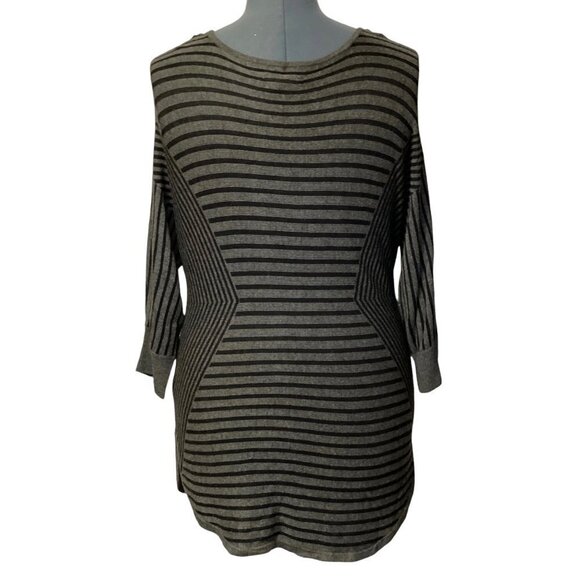 DANA BUCHMAN Woman's Striped Tunic Top Size XL‎ Lightweight Stretch Grey Black - Picture 4 of 7